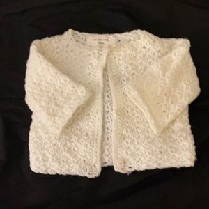 18-24 month hand knit baby sweater in white